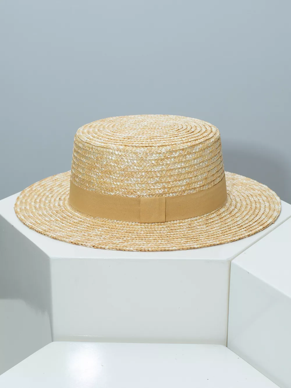 Straw Boater Hat with Ribbon, image 4