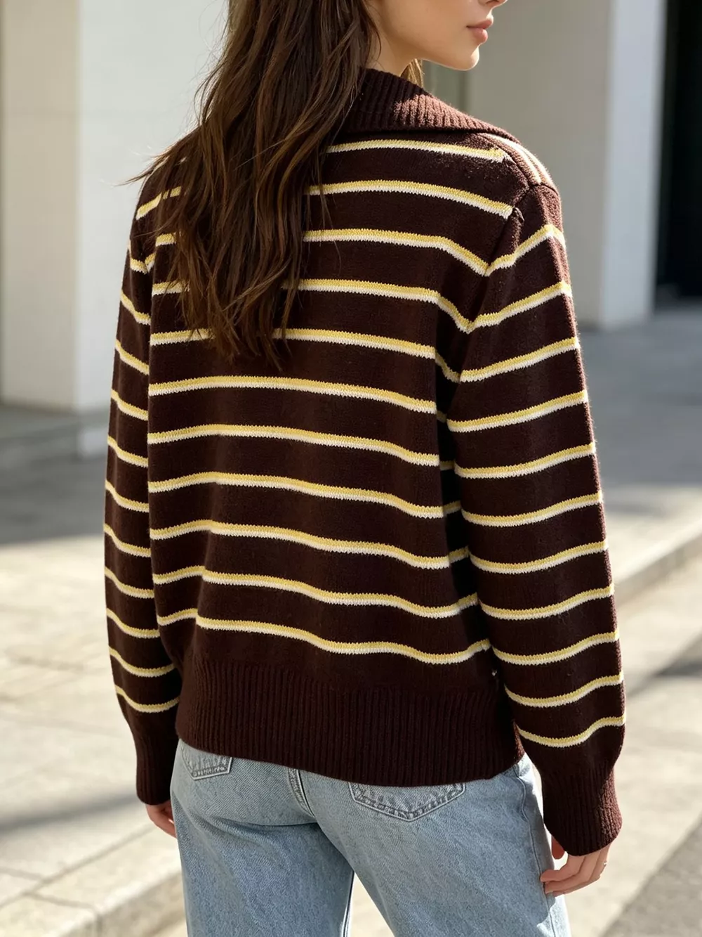 Vintage Striped Polo Collar Sweater, image 6