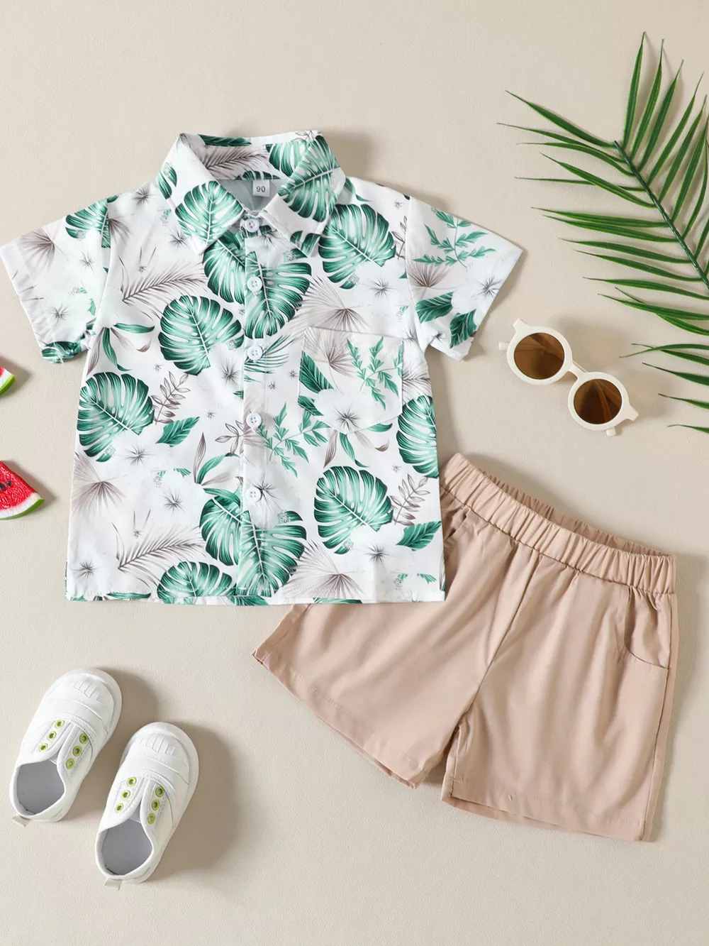 Children's Tropical Print Shirt and Shorts Set, image 2
