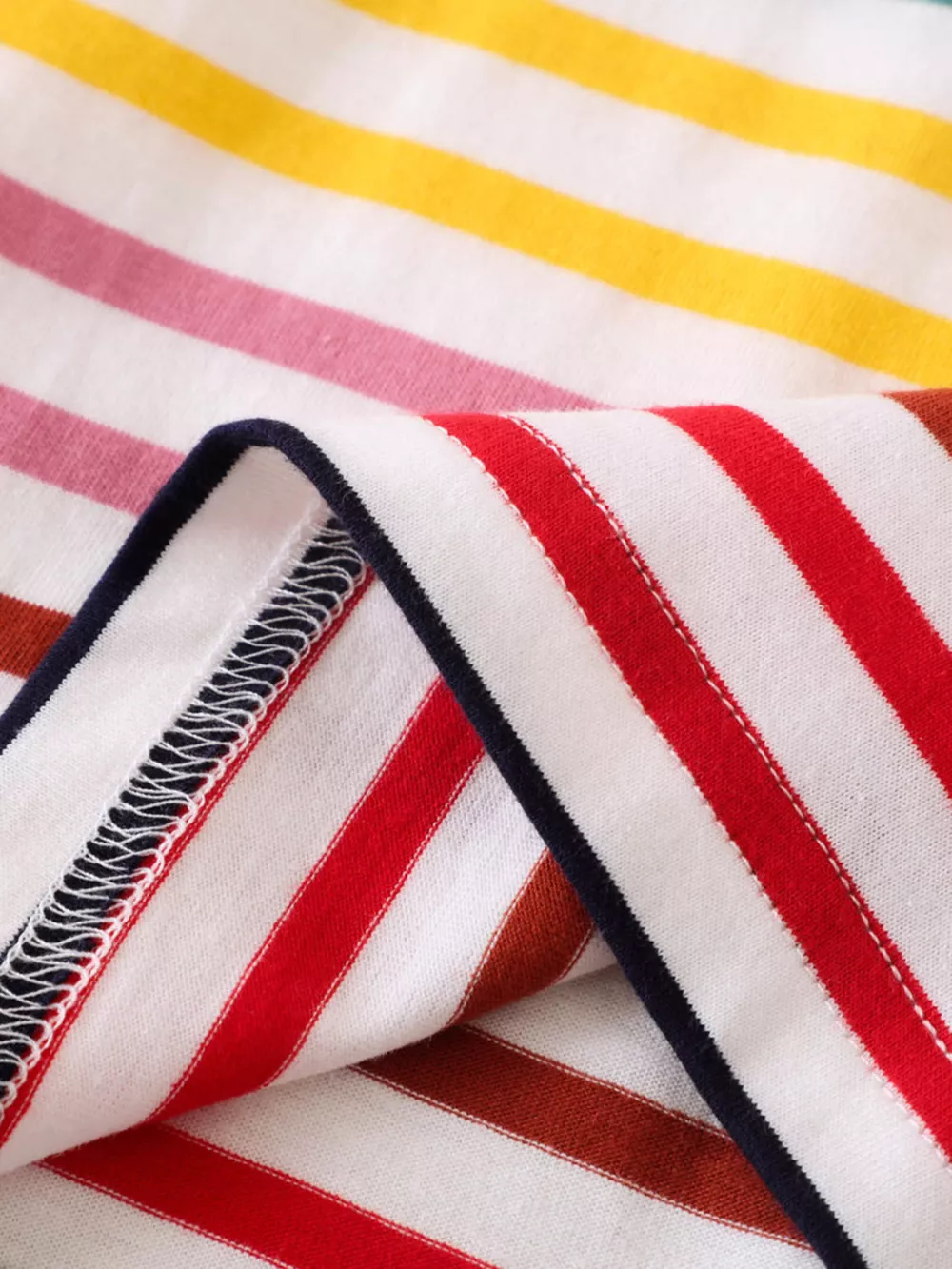 Children's Colorful Striped Polo Shirt and Car Print Shorts Set, image 3