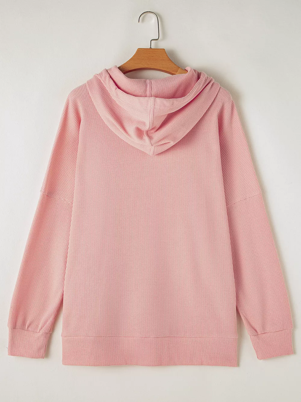 Waffle Knit Fleece Lined High Low Oversized Hoodie, image 6
