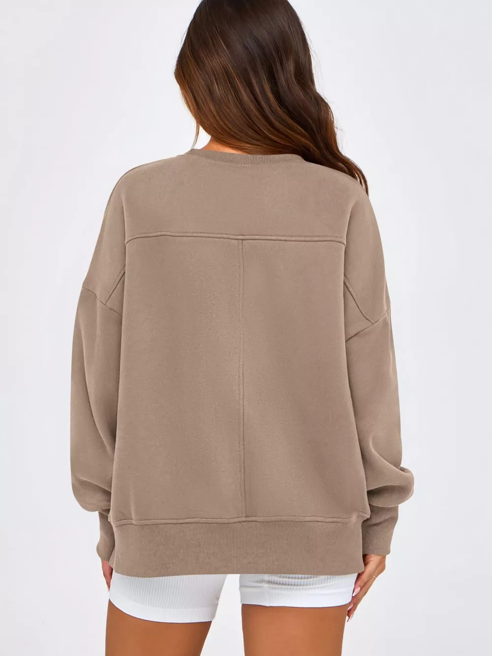 Slit Round Neck Dropped Shoulder Sweatshirt, image 27