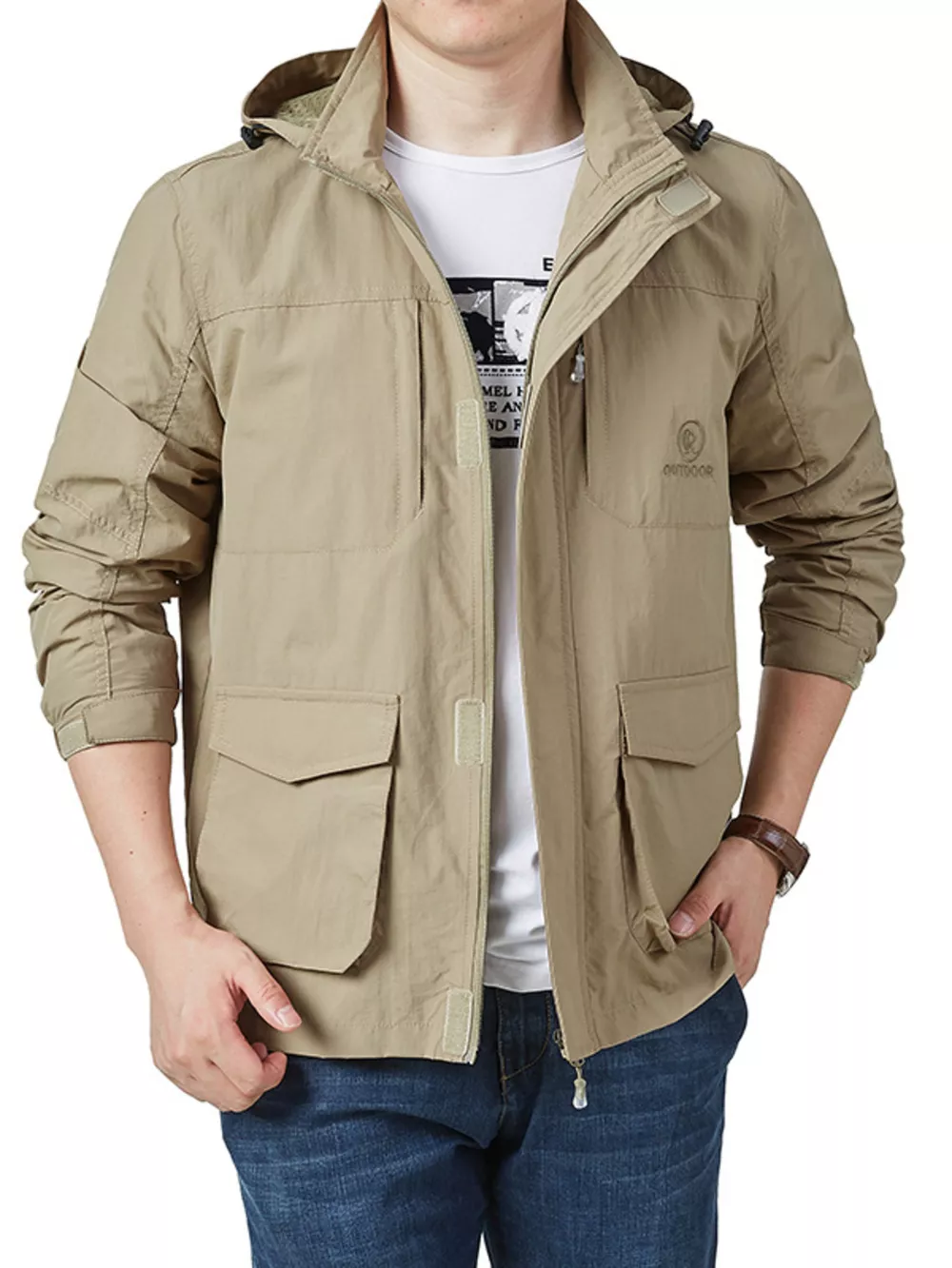 Men's Plus Size Lightweight Hooded Jacket, image 5