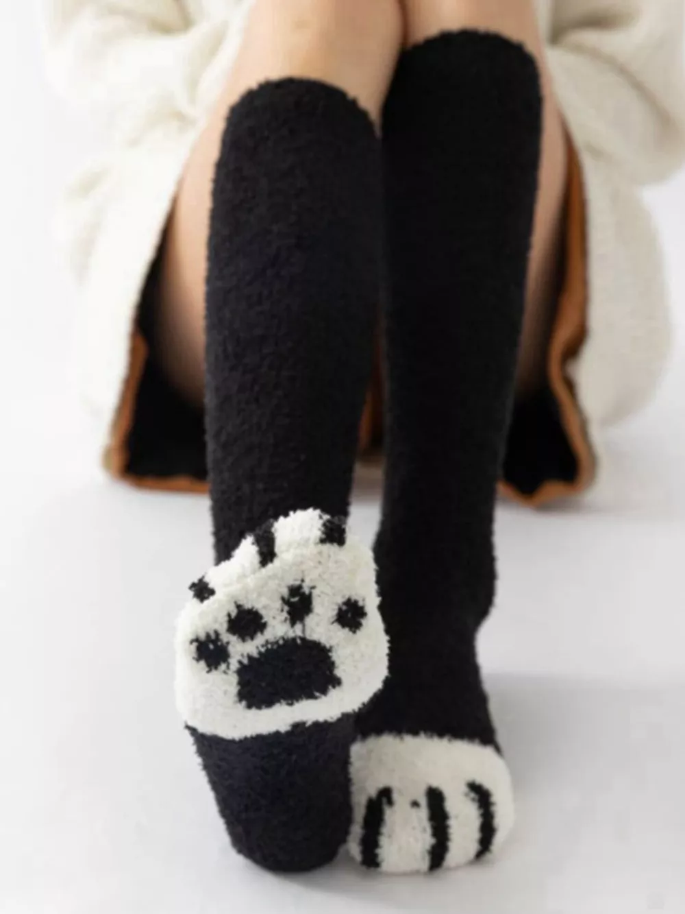 Fuzzy Knee-High Animal Paw Socks, image 3
