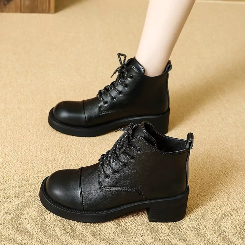 Round Toe Block Heels Boots