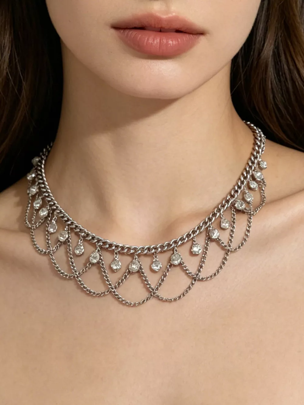 18K Gold-Plated Zircon Chain Necklace, image 6