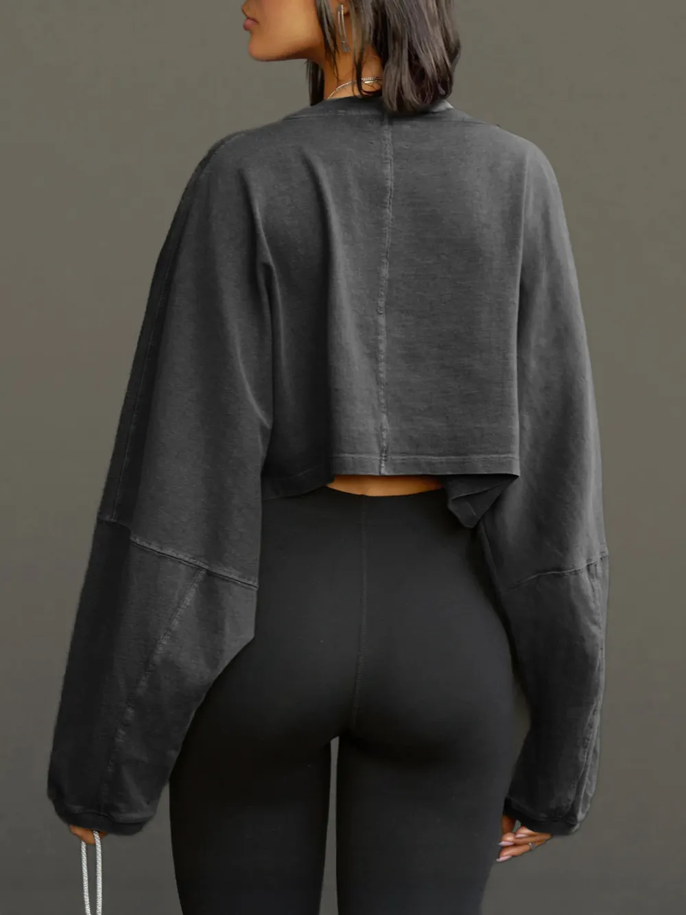 Round Neck Long Sleeve Crop Sweatshirt, image 5