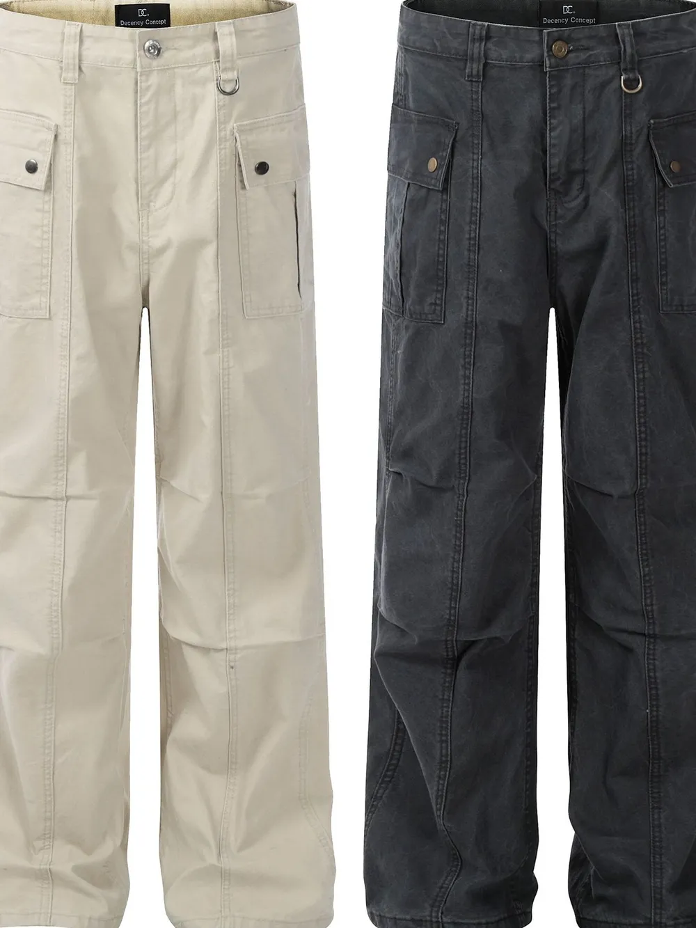 Men's Straight Cargo Jeans with Ruched Detail, image 6
