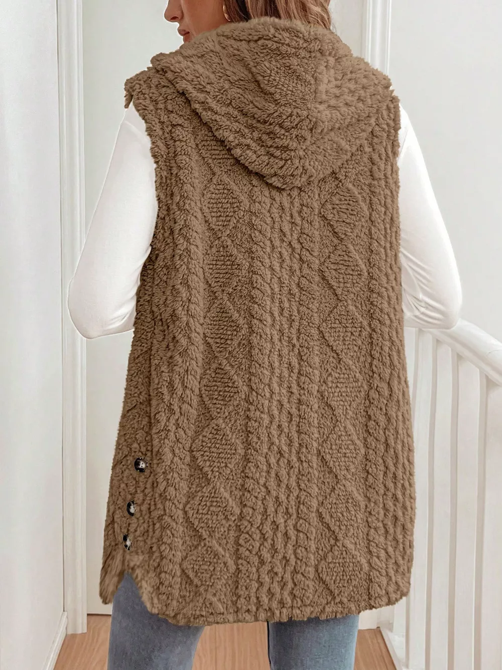 Cozy Sherpa Fleece Hooded Vest Coat, image 7
