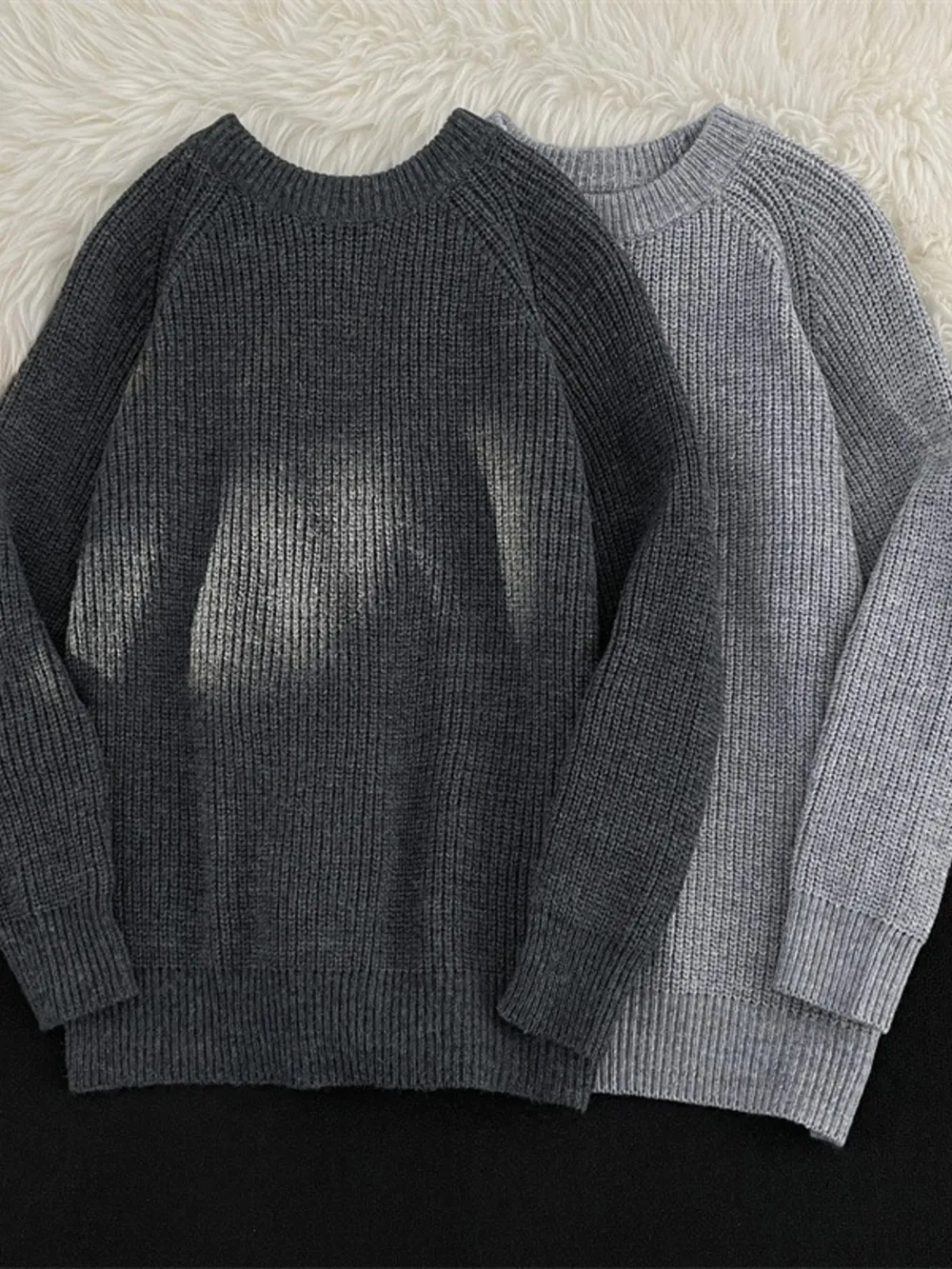 Men's Plus Size Round Neck Long Sleeve Sweater, image 3
