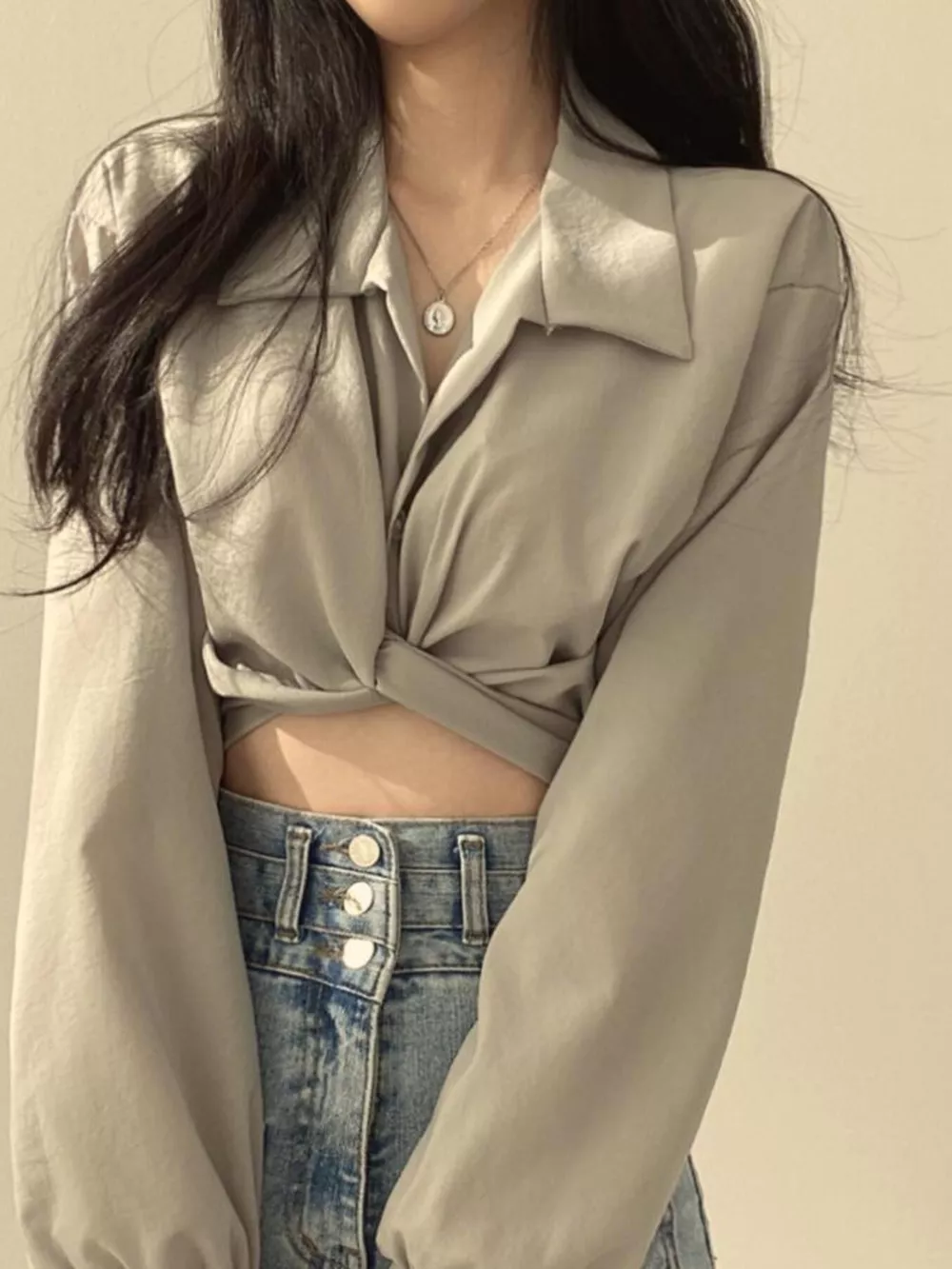 Twisted Front Long Sleeve Shirt, image 10