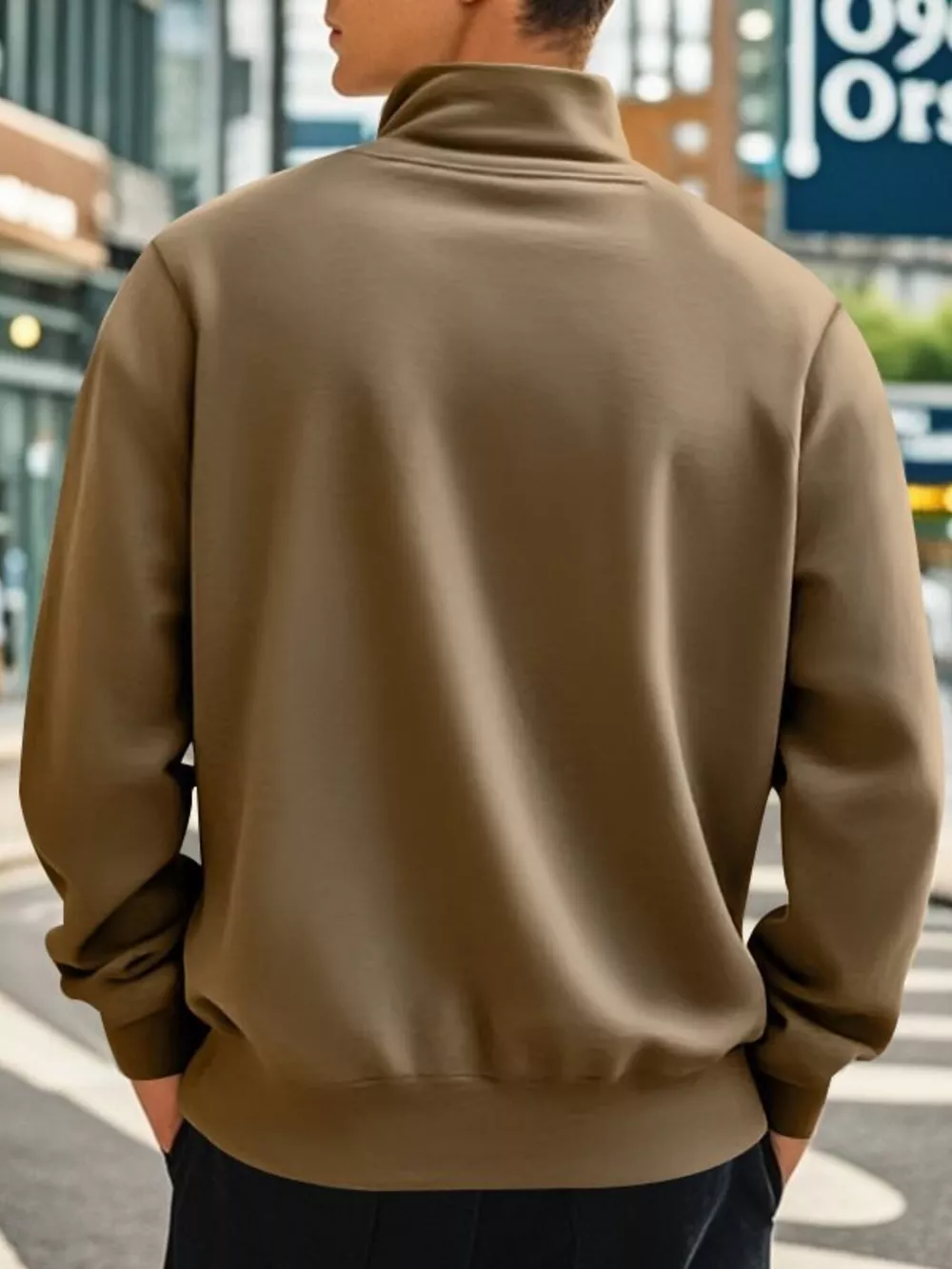 Men's Full Size Solid Color Quarter Zip Sweatshirt Plus Size, image 7