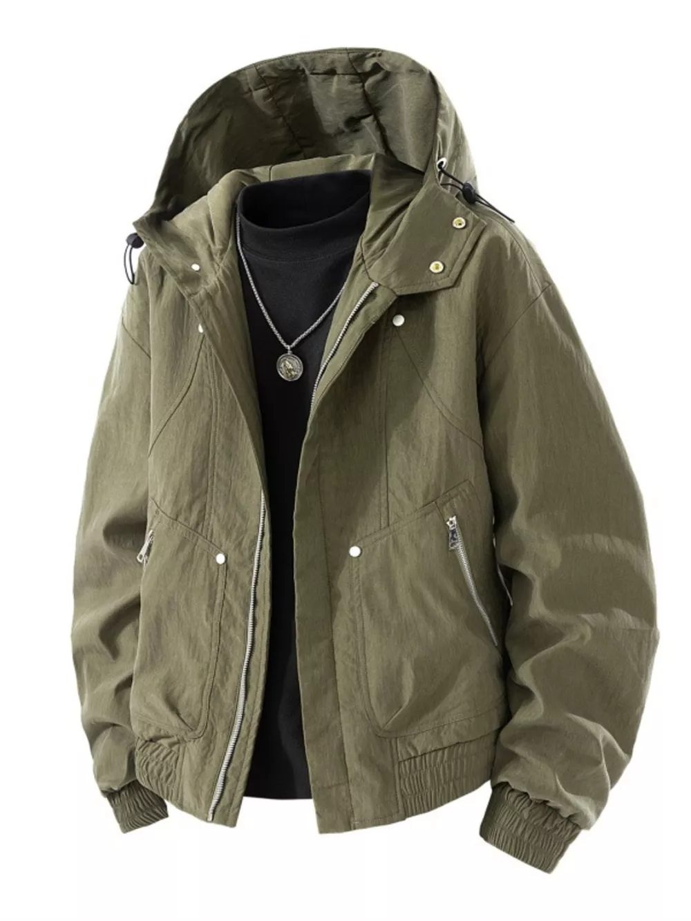 Men's Plus Size Casual Hooded Lightweight Windbreaker Jacket, image 3