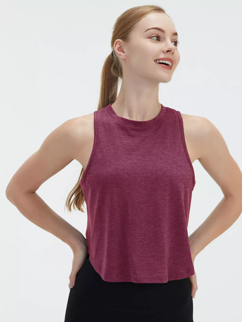 Cutout Back Round Neck Active Tank, image 18