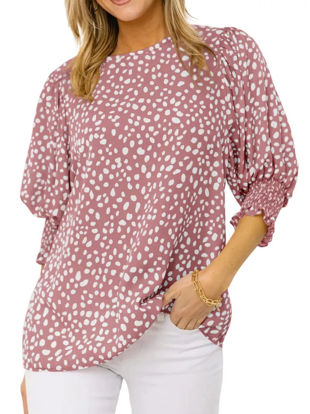 Animal Print Half Sleeve Blouse, image 12