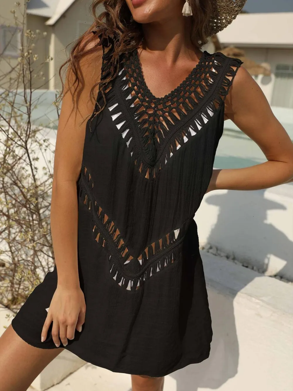 Crochet Detail Beach Cover Up Dress, image 12