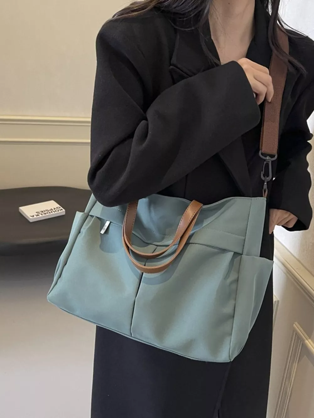 Casual Lightweight Nylon Tote Handbag, image 2
