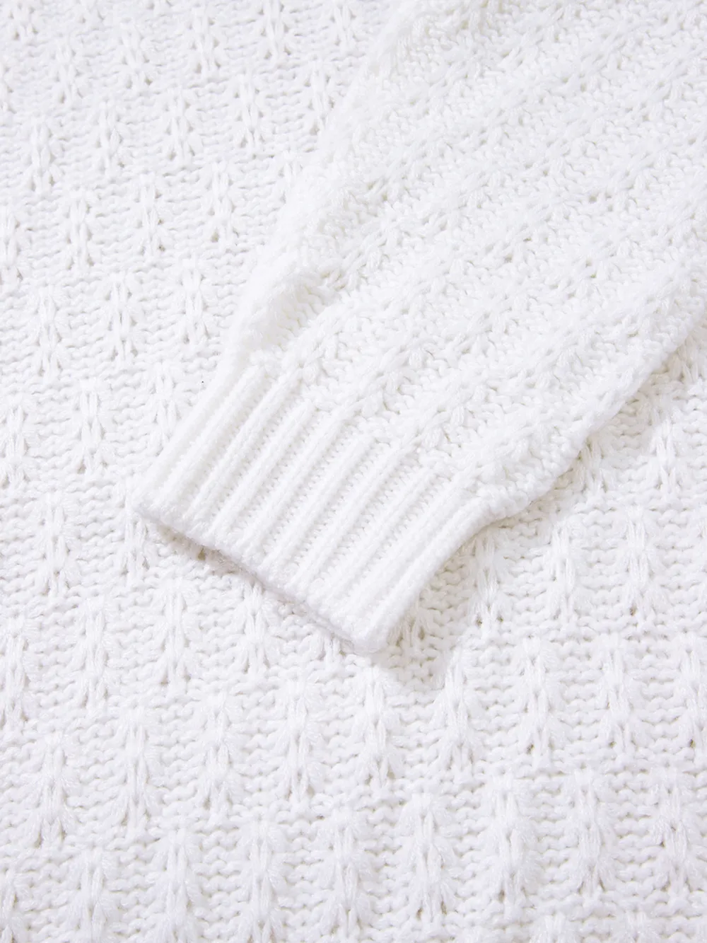 Textured Knit Ribbed Edge V Neck Loose Sweater, image 6