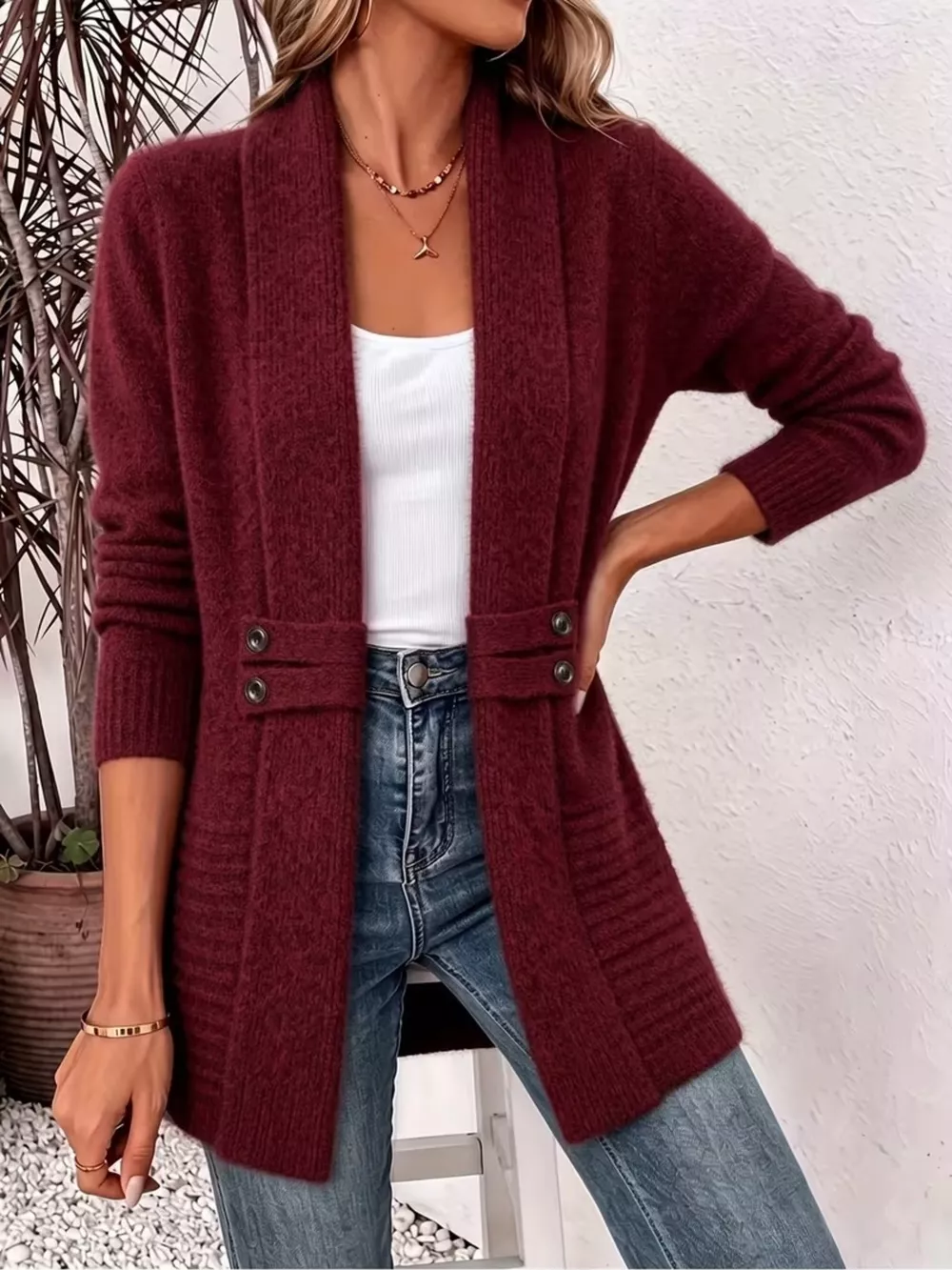 Full Size Open Front Long Sleeve Cardigan Plus Size, image 13