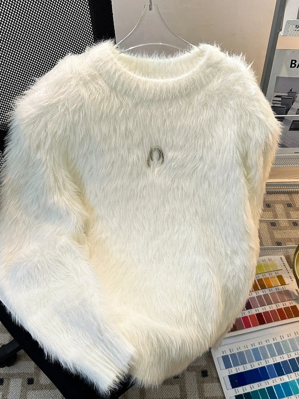 Men's Fluffy Round Neck Long Sleeve Sweater, image 2