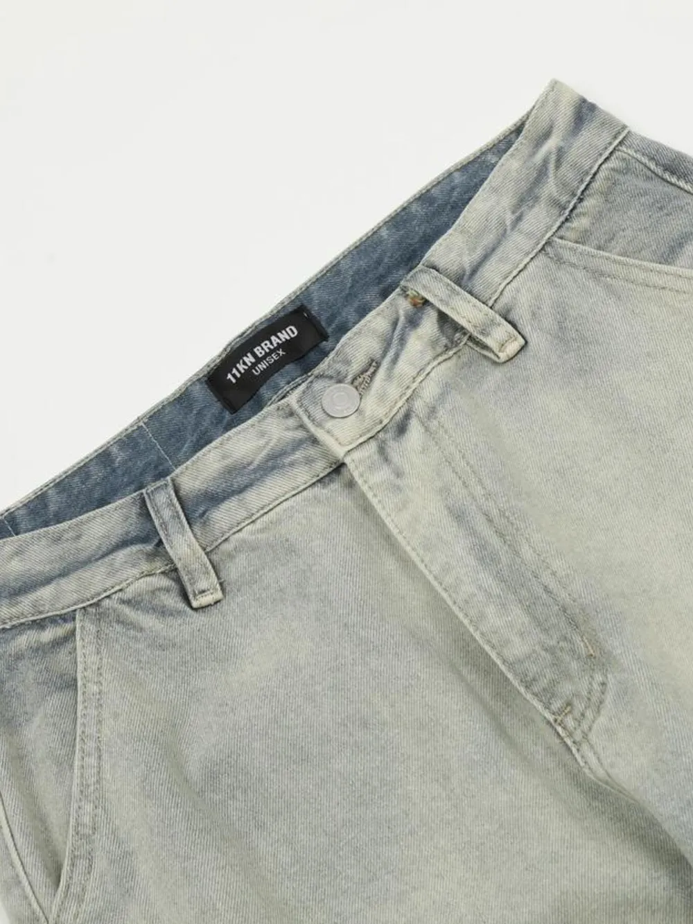Men's Washed Multi-Pocket Straight Cargo Jeans, image 14