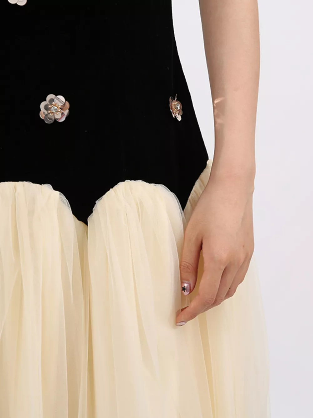 Contrast Flower Sleeveless Tulle Maxi Dress, image 9