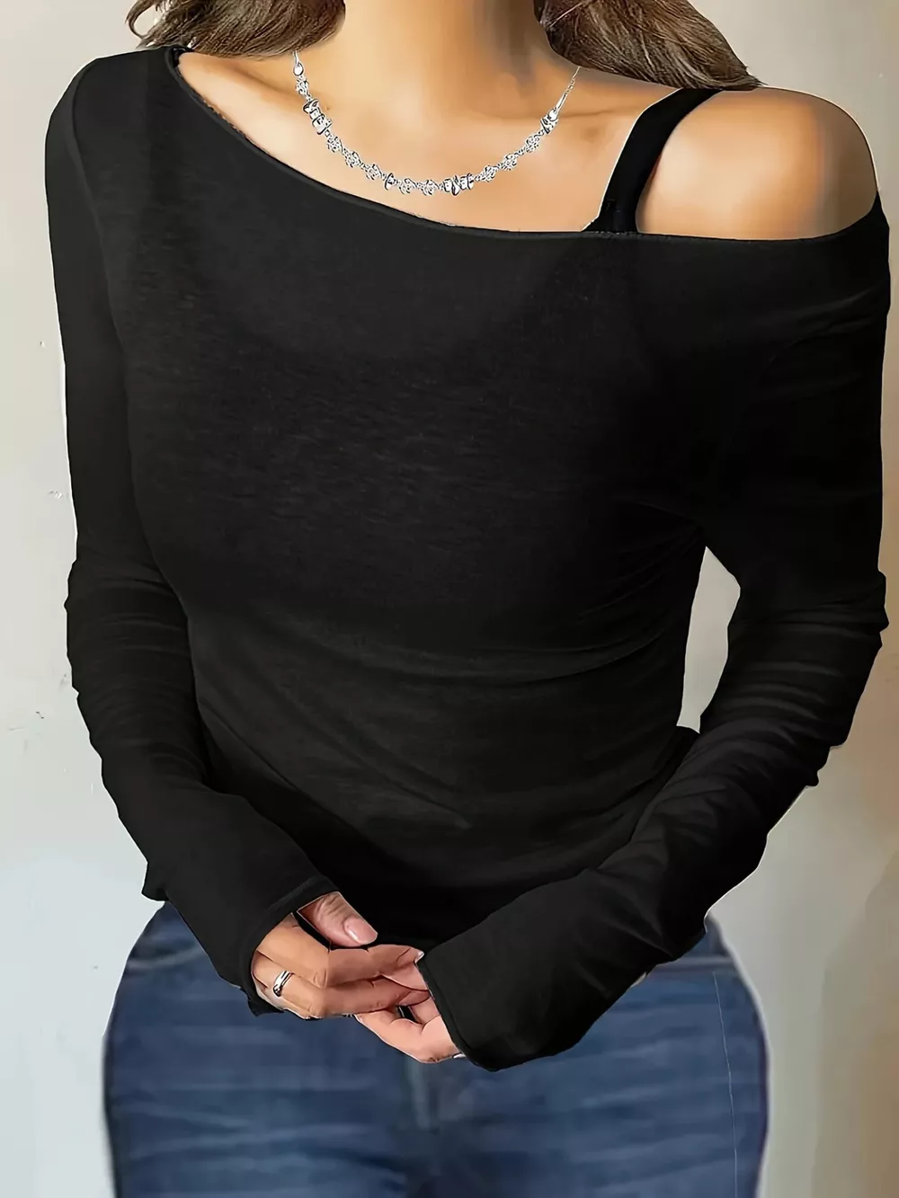 Sheer Mesh Long Sleeve T-Shirt, image 8