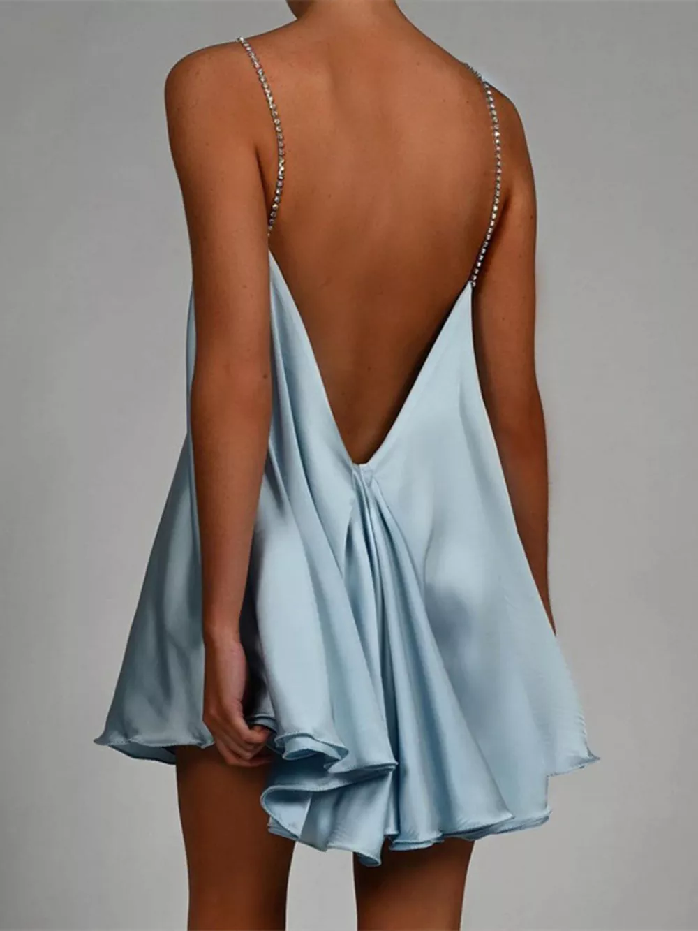 Rhinestone Embellished Plunge Mini Dress, image 4