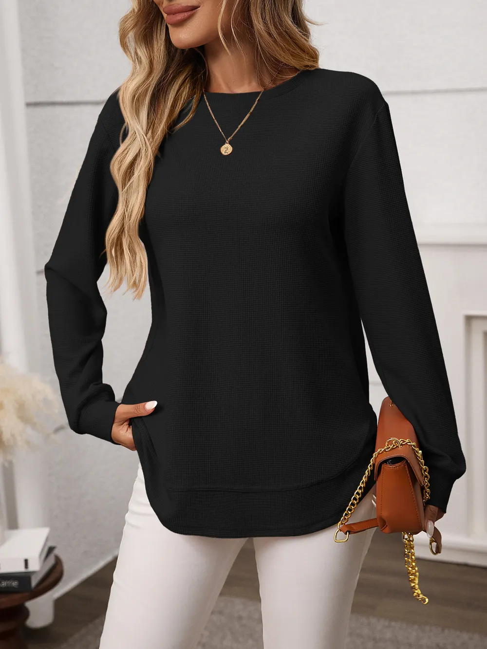 Long Sleeve Round Neck T-Shirt, image 8