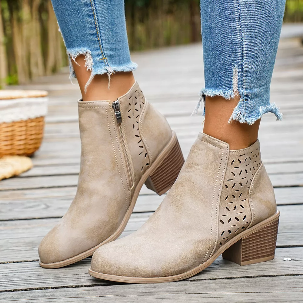 Round Toe Block Heels Boots, image 6