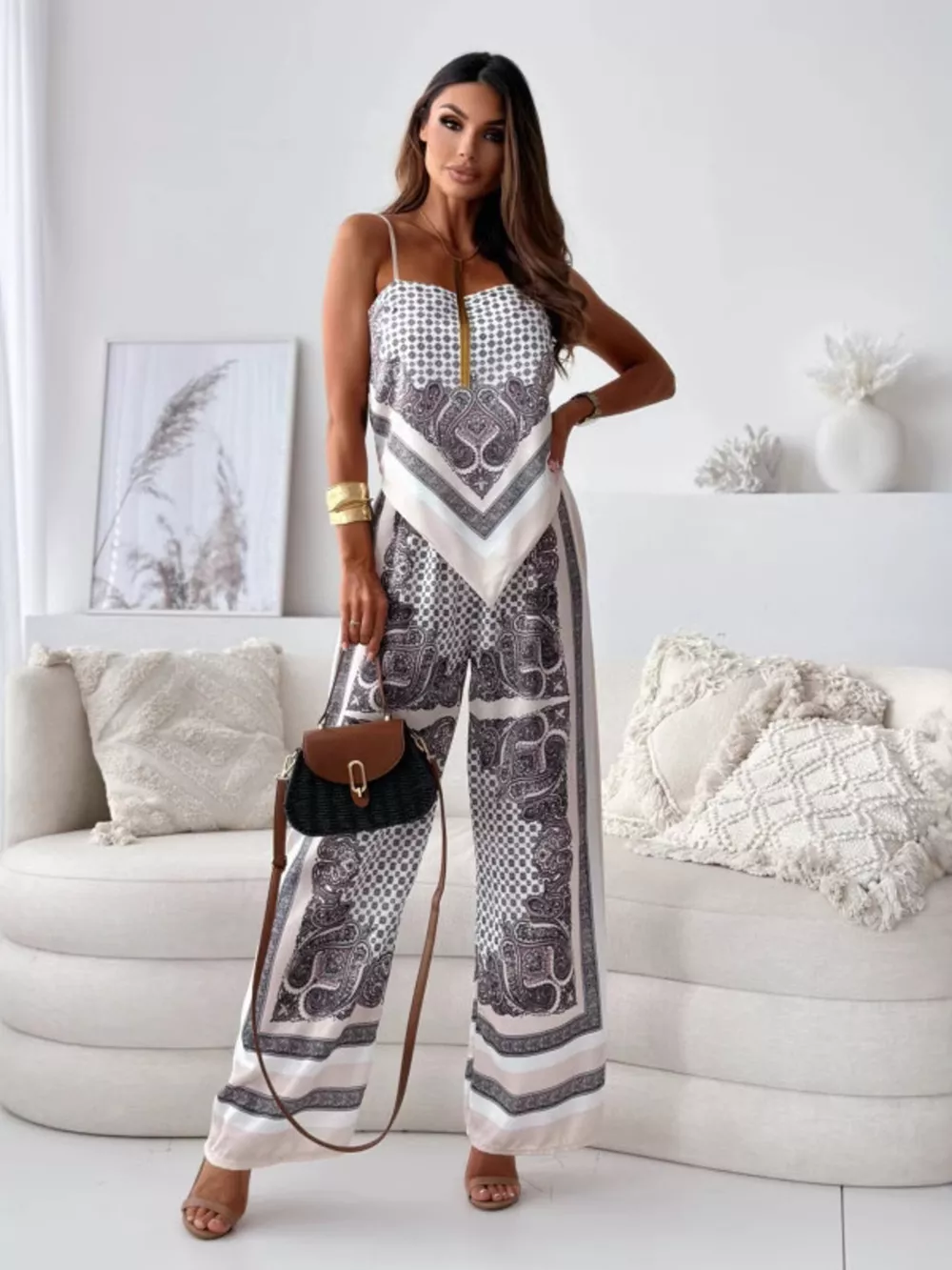 Printed Cami and Wide Leg Pants Set, image 10