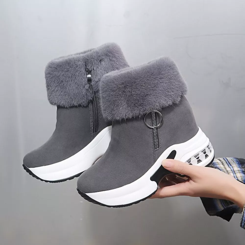Fuzzy Side Zipper Platform Ankle Boots, image 21