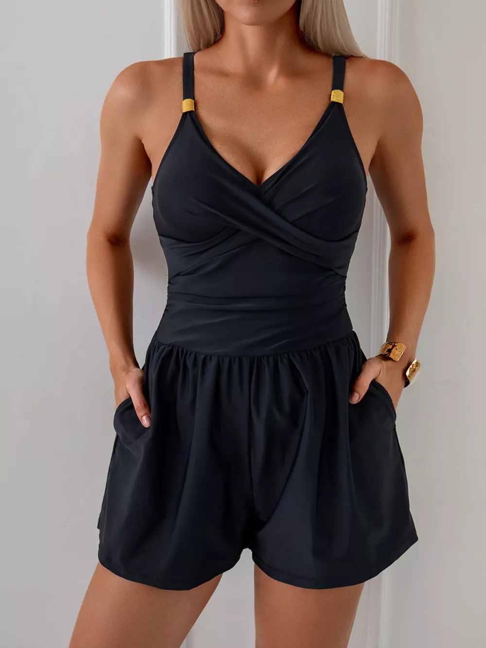 V-Neck Spaghetti Strap One-Piece Swimsuit, image 6