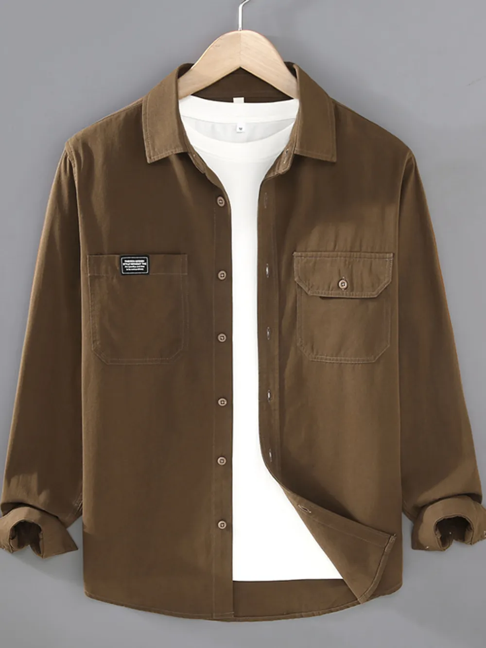 Men's Plus Size Button Up Long Sleeve Shirt, image 2