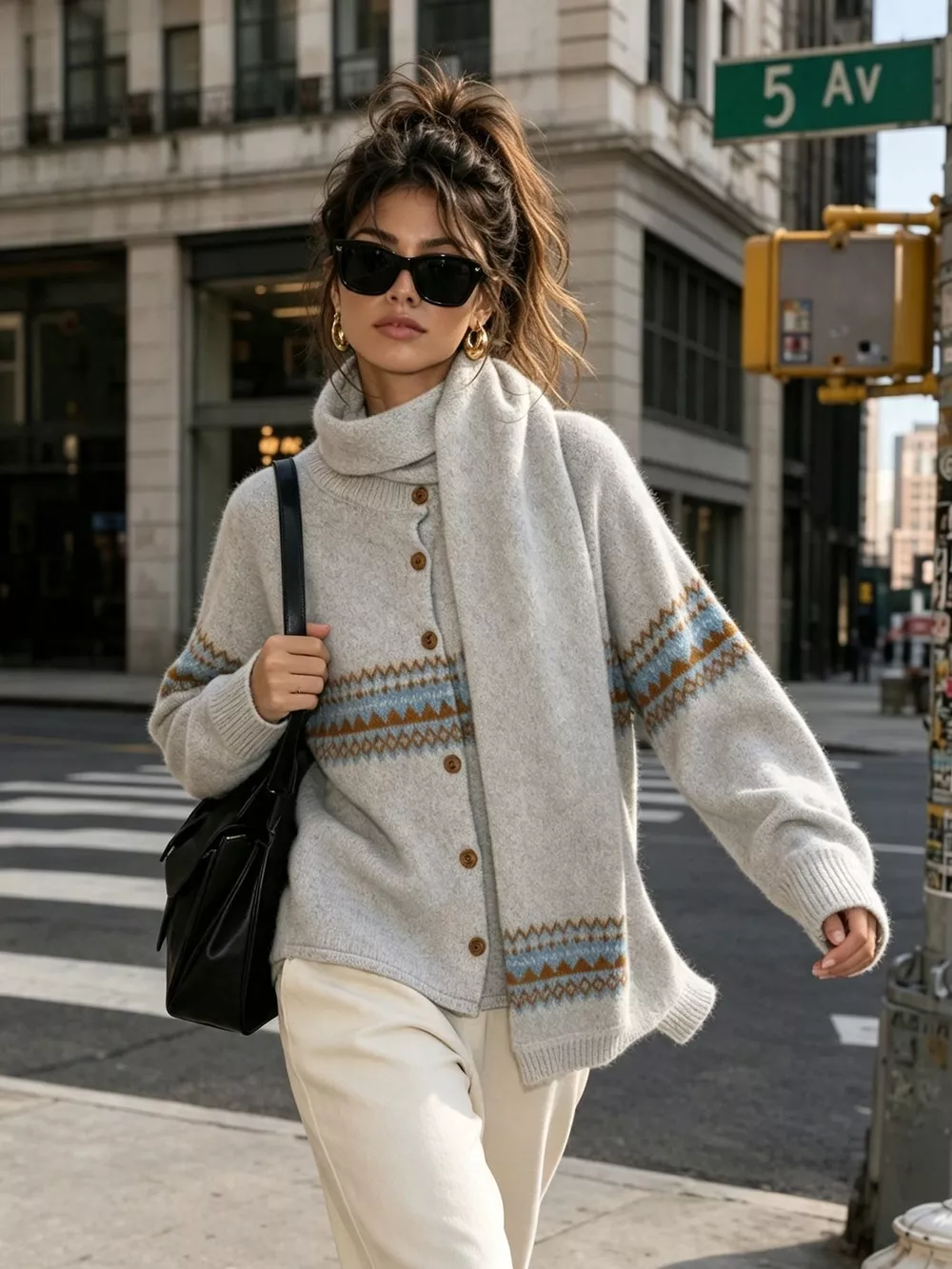 Geometric Button Down Knit Cardigan, image 4