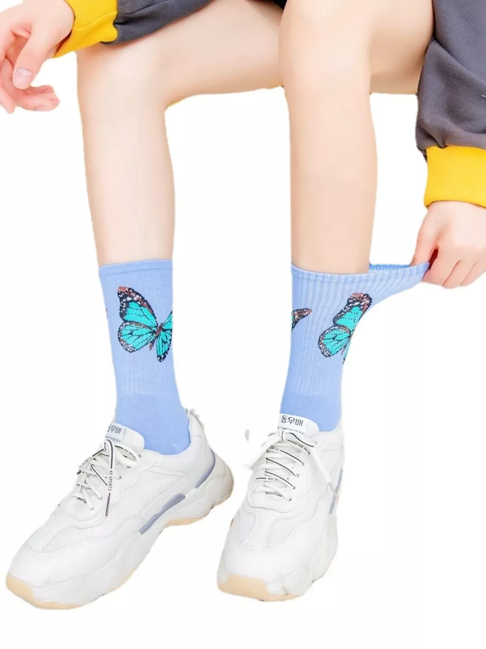 Butterfly Print Crew Socks, image 5