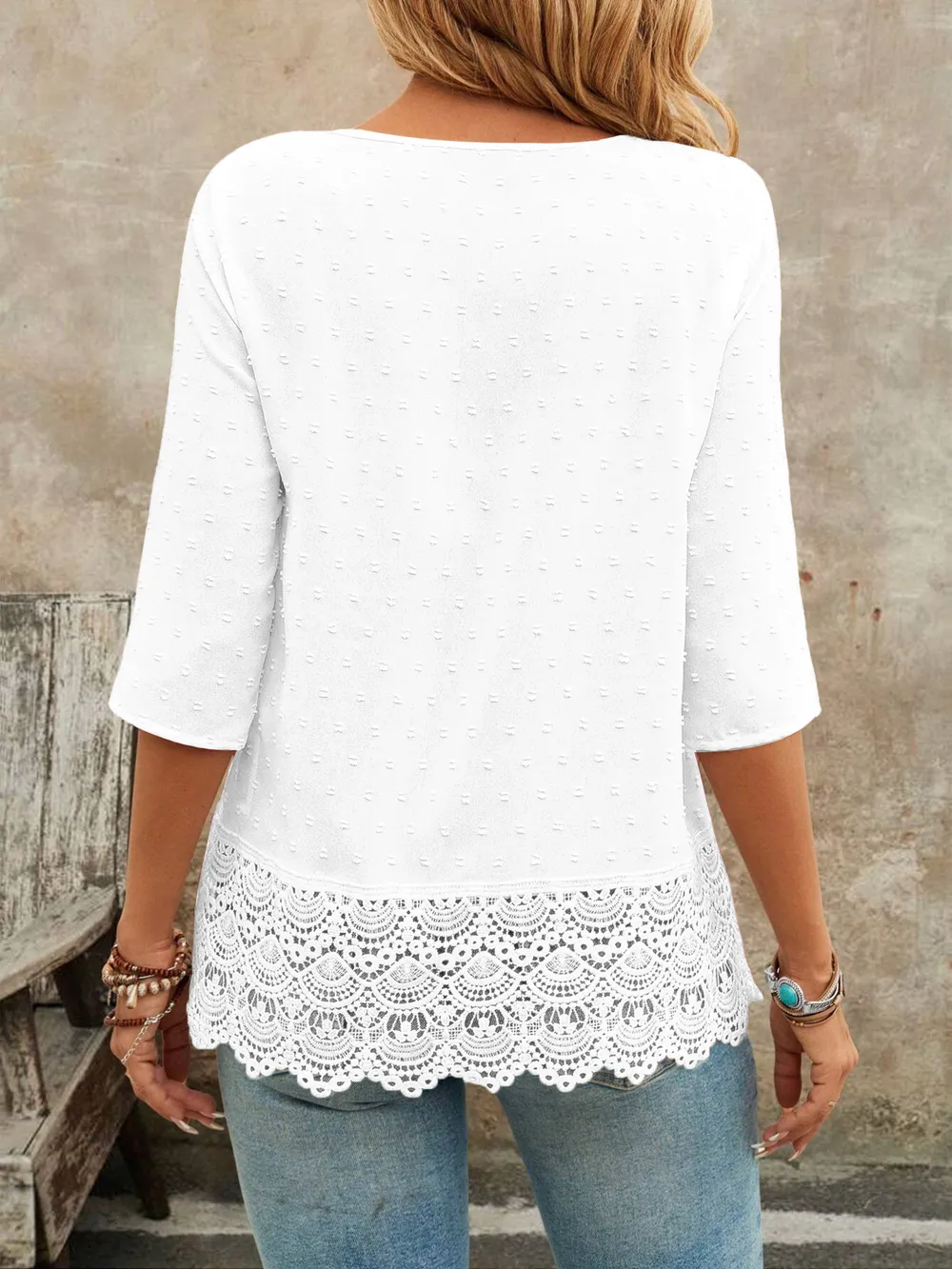 Lace Hem V-Neck Blouse, image 12
