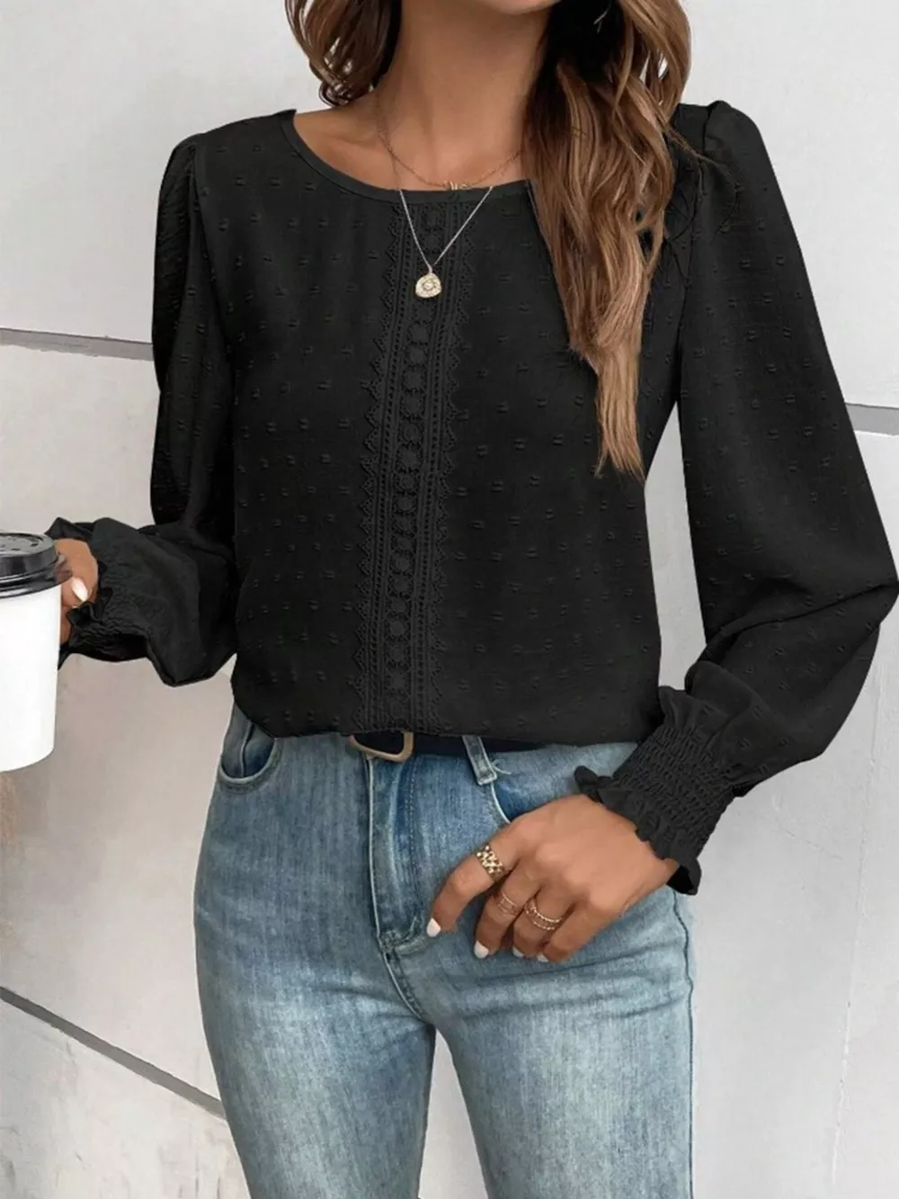 Swiss Dot Long Sleeve Blouse, image 7