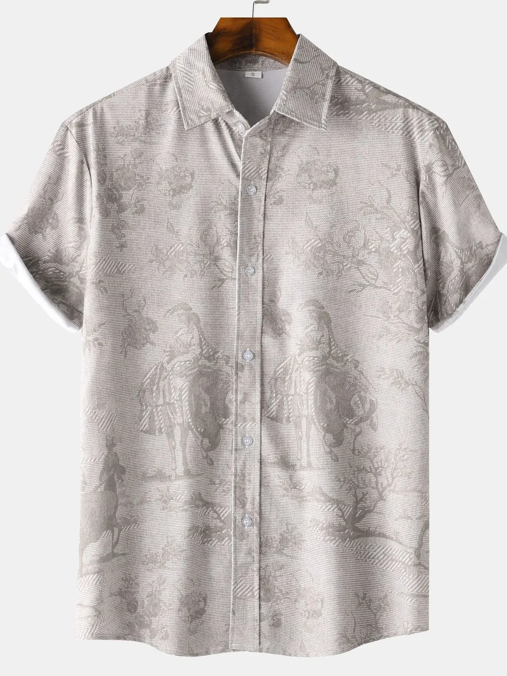 Men's Vintage Print Short Sleeve Casual Shirt