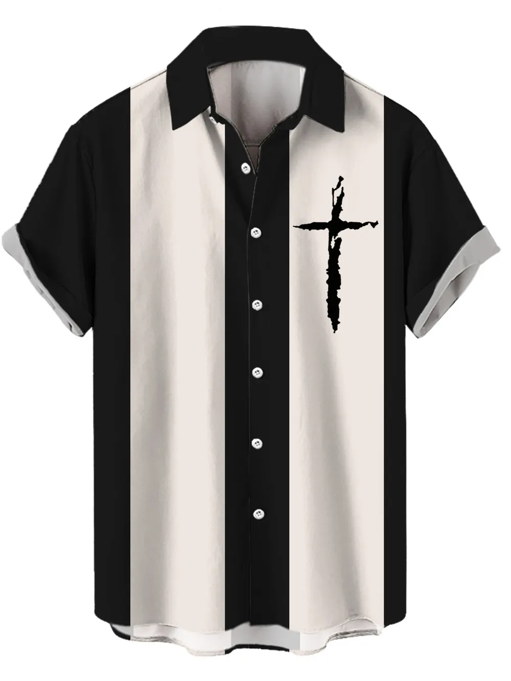 Men's Full Size Cross Casual Striped Button Up Shirt Plus Size, image 2