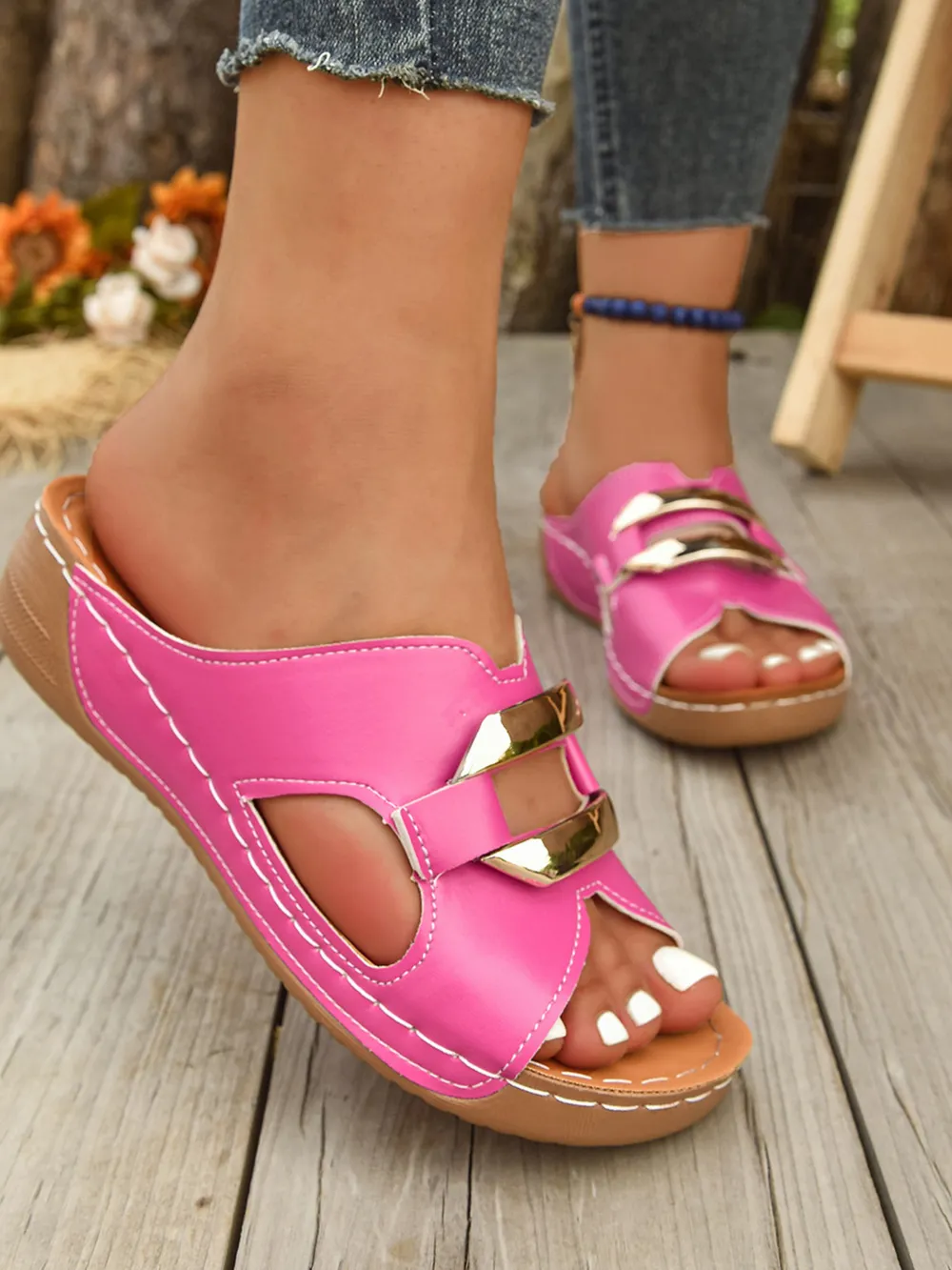 Cutout Wedge Sandals, image 3