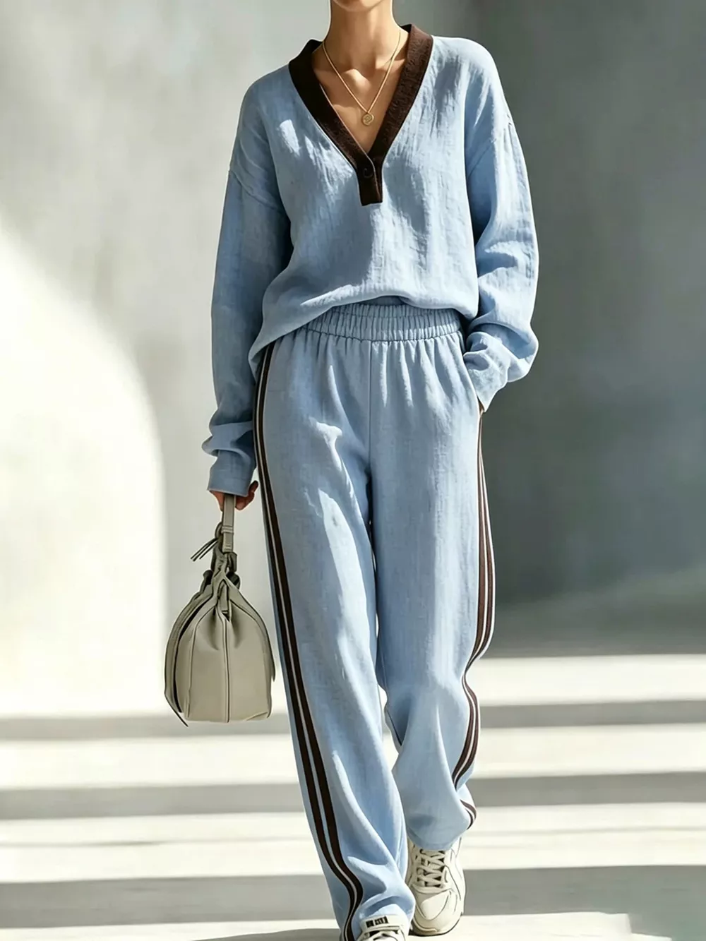 Long Sleeve Top and Side-Striped Joggers Set