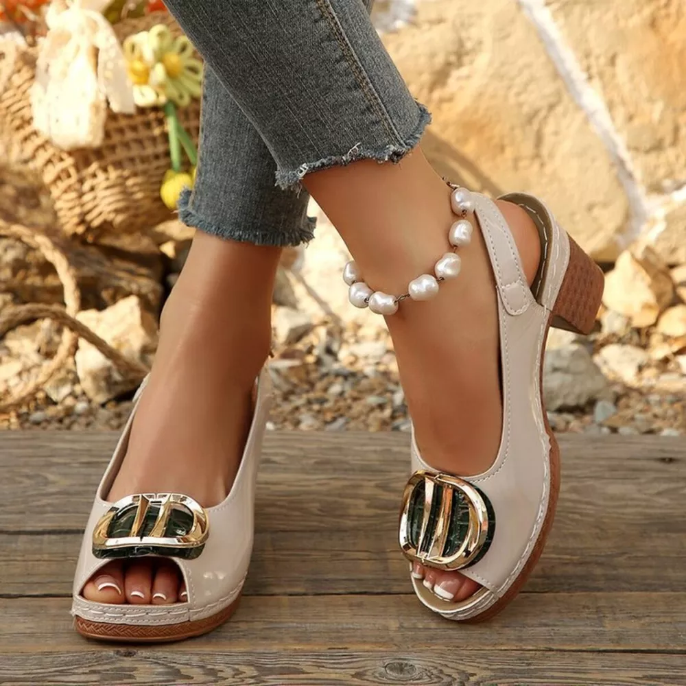 Peep Toe Block Heels Sandals, image 12