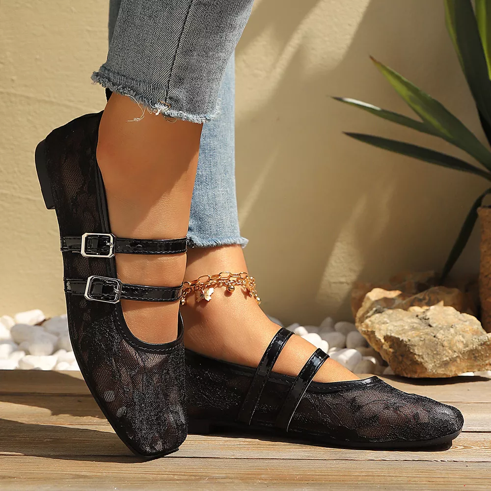 Square Toe Lace Slip-Ons, image 5