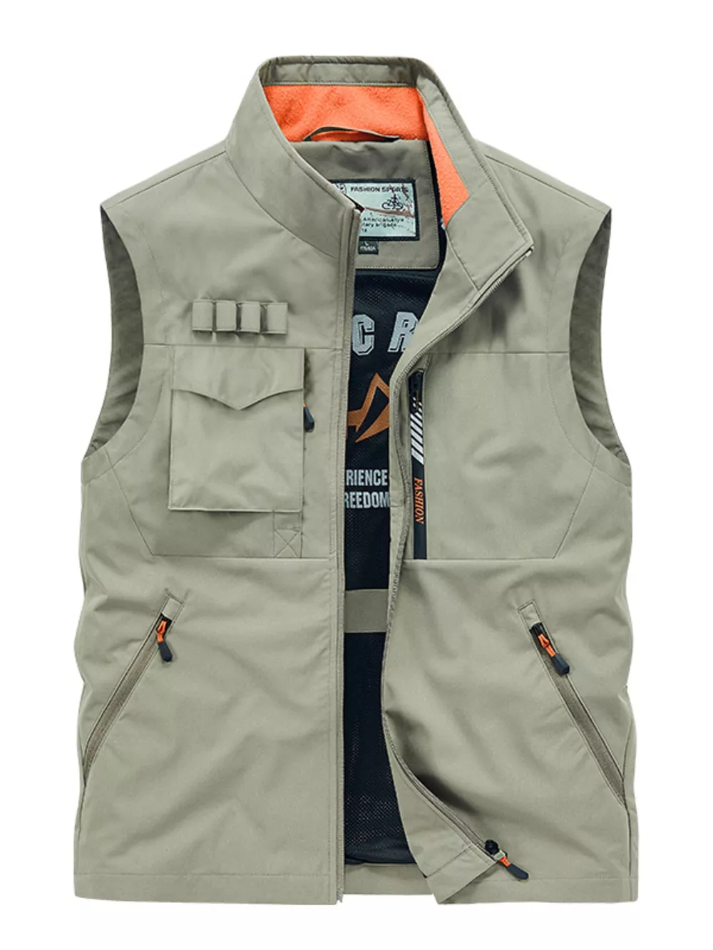 Men's Plus Size Multi-Pocket Zip Up Vest, image 2