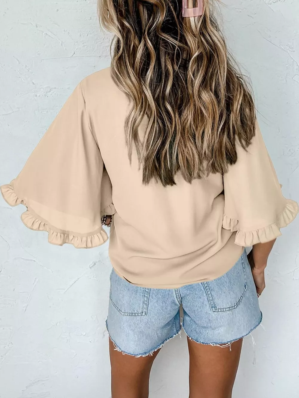 Ruffle Trim Half Sleeve Blouse, image 10