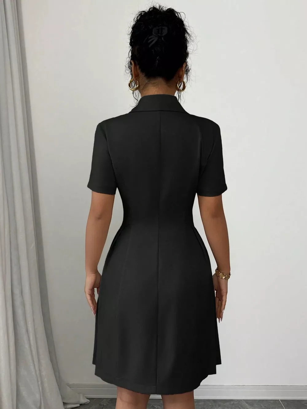 Double-Breasted Pleated Blazer Dress, image 10