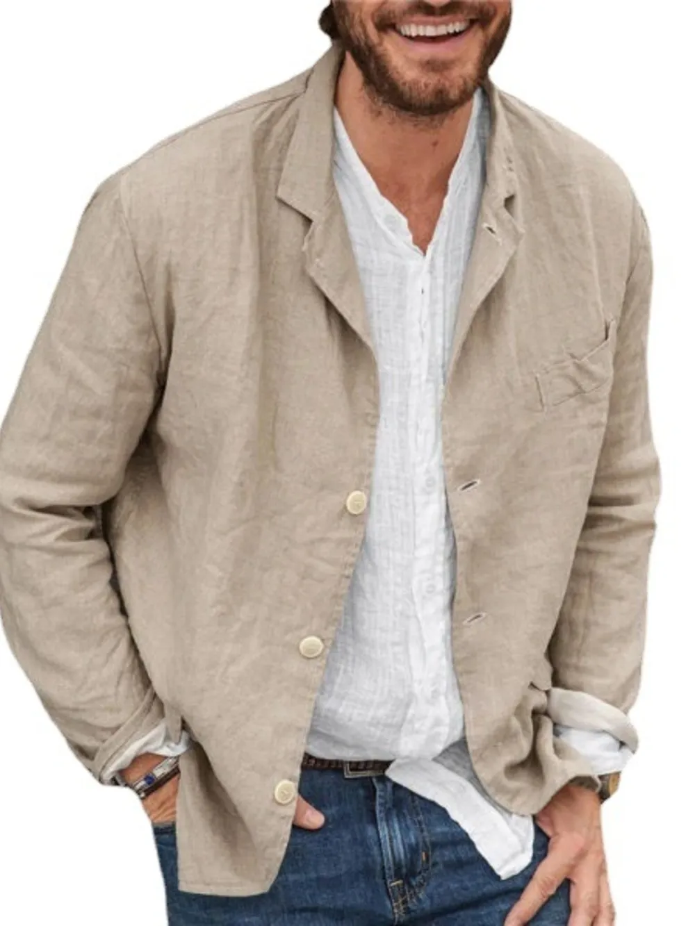 Men's Full Size Button Up Long Sleeve Shacket Plus Size, image 5