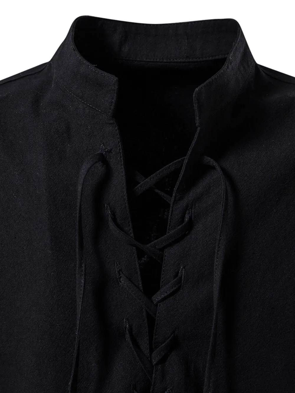 Men's Lace Up Long Sleeve Blouse, image 5