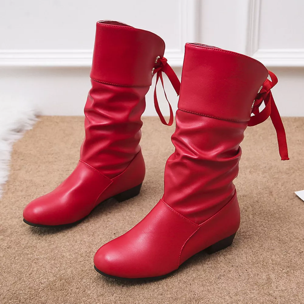 Round Toe Block Heels Boots, image 9